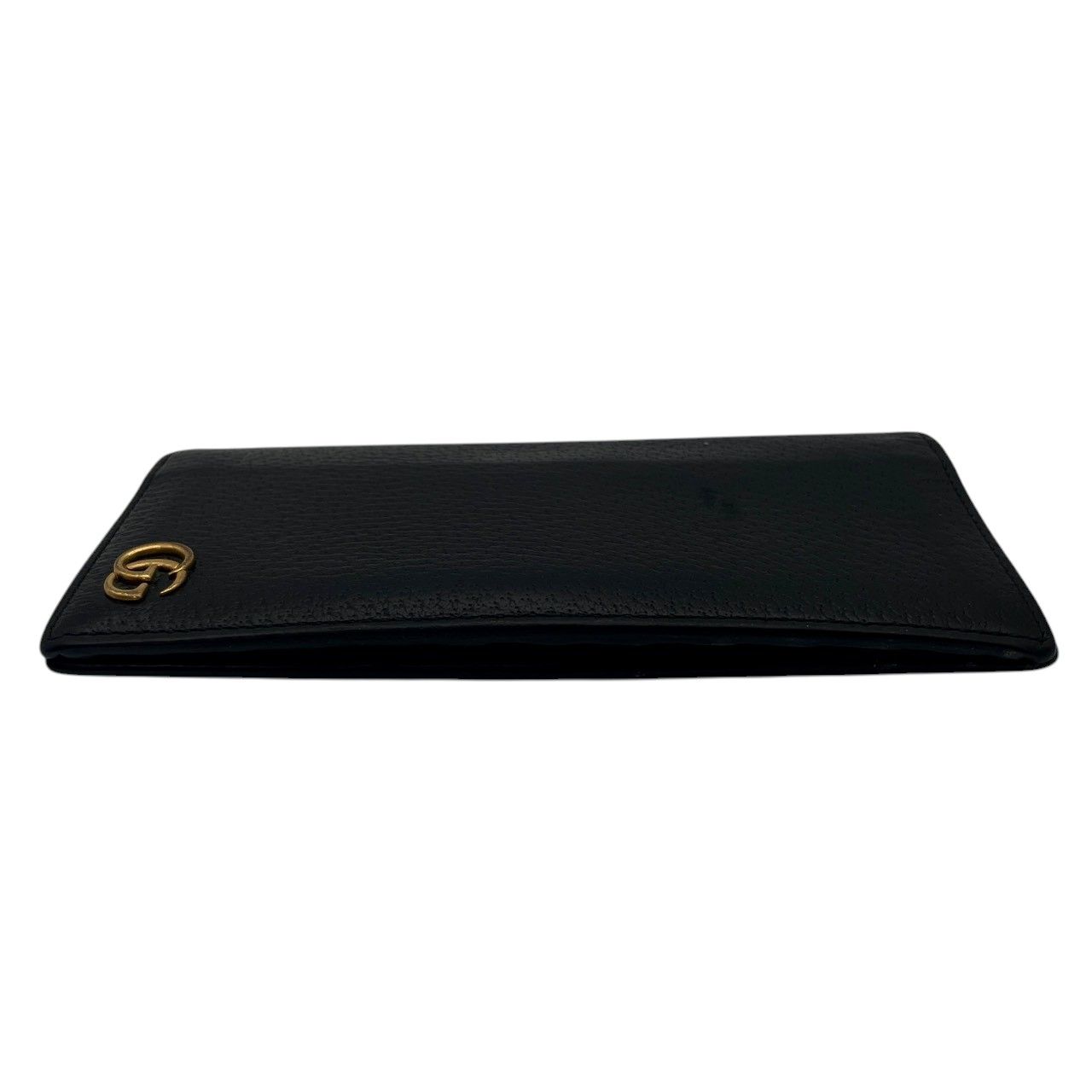 Gucci Wallet GG Marmont Bifold Billfold Leather Black Gold Interlocking Classic — view 6