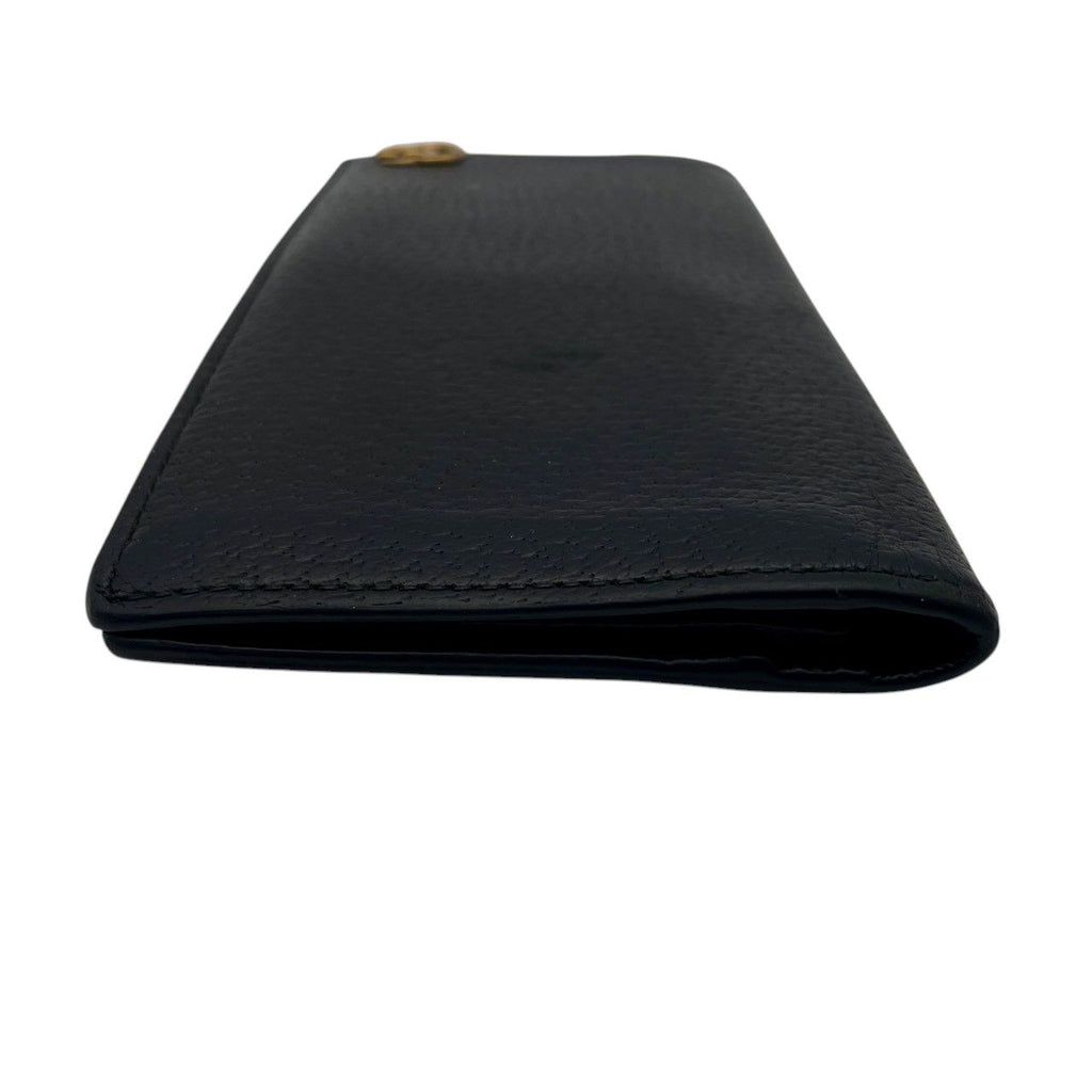 Gucci Wallet GG Marmont Bifold Billfold Leather Black Gold Interlocking Classic — view 4