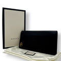 Gucci Wallet GG Marmont Bifold Billfold Leather Black Gold Interlocking Classic