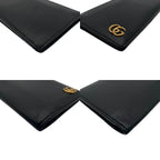 Gucci Wallet GG Marmont Bifold Billfold Leather Black Gold Interlocking Classic — view 8
