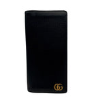 Gucci Wallet GG Marmont Bifold Billfold Leather Black Gold Interlocking Classic — view 2