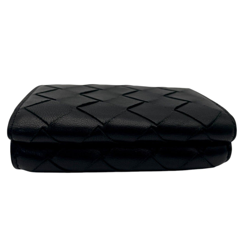 Bottega Veneta Wallet Maxi Intrecciato Trifold Mini Compact Leather Black Gold — view 4