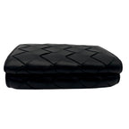 Bottega Veneta Wallet Maxi Intrecciato Trifold Mini Compact Leather Black Gold — view 4