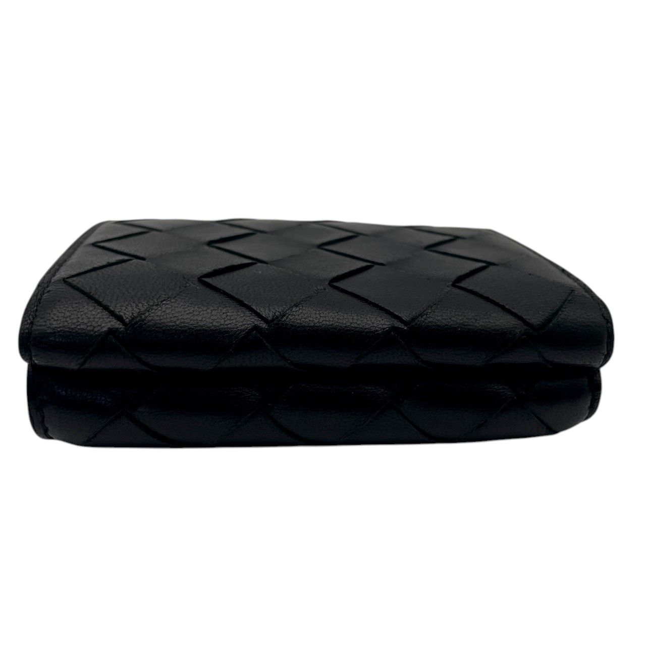 Bottega Veneta Wallet Maxi Intrecciato Trifold Mini Compact Leather Black Gold — view 4
