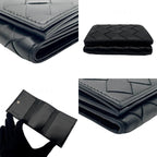 Bottega Veneta Wallet Maxi Intrecciato Trifold Mini Compact Leather Black Gold — view 8