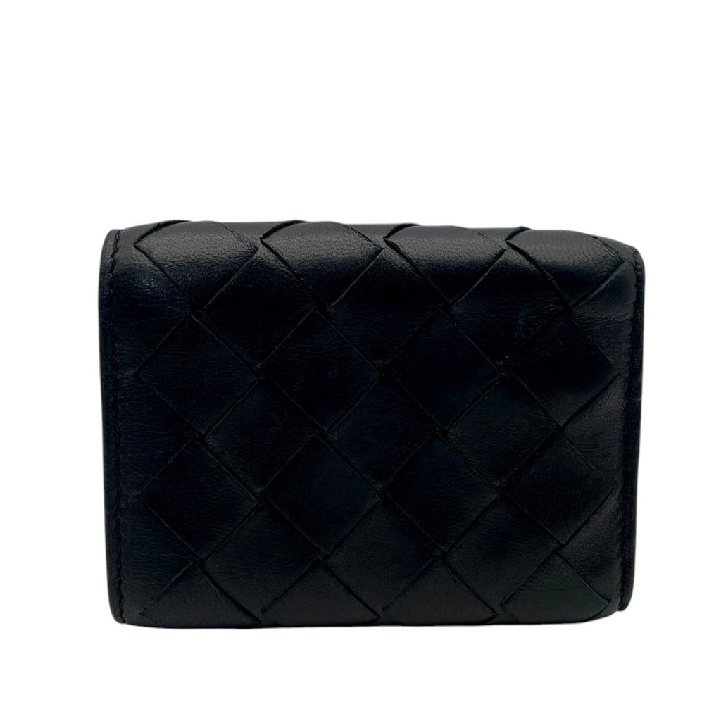 Bottega Veneta Wallet Maxi Intrecciato Trifold Mini Compact Leather Black Gold — view 3