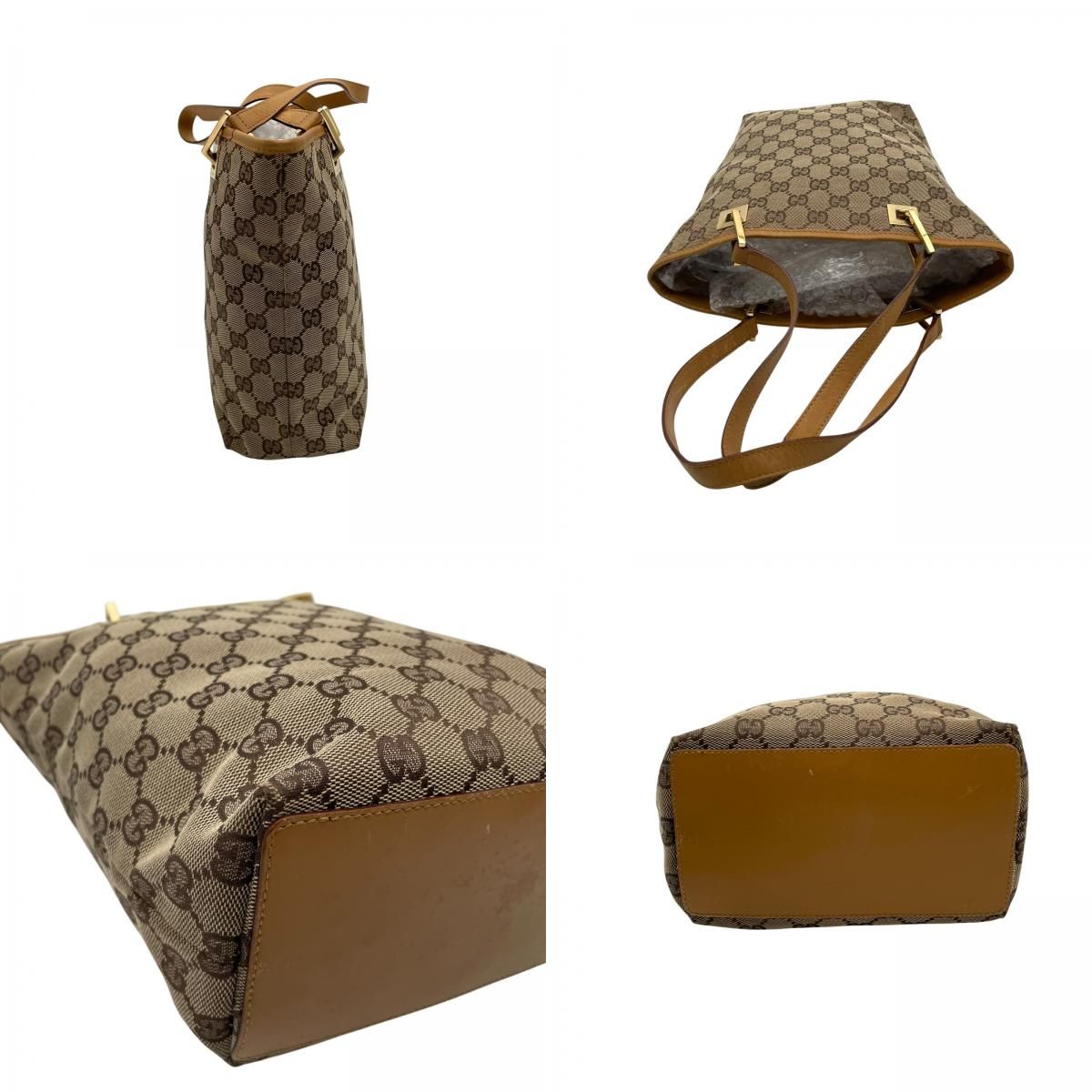 Gucci Tote Handle GG Canvas Leather Beige Light Brown Gold Classic Simple — view 7