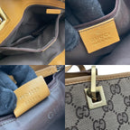 Gucci Tote Handle GG Canvas Leather Beige Light Brown Gold Classic Simple — view 9