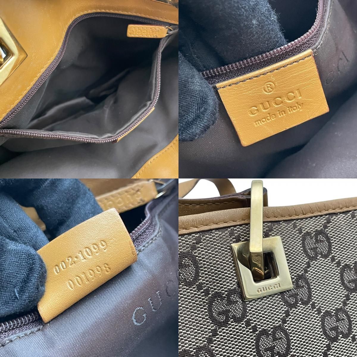 Gucci Tote Handle GG Canvas Leather Beige Light Brown Gold Classic Simple — view 9