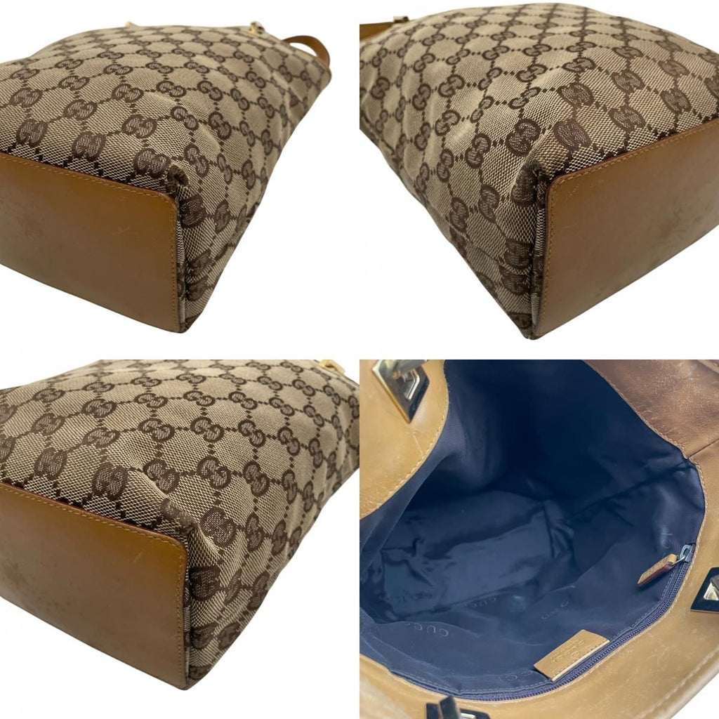 Gucci Tote Handle GG Canvas Leather Beige Light Brown Gold Classic Simple — view 8