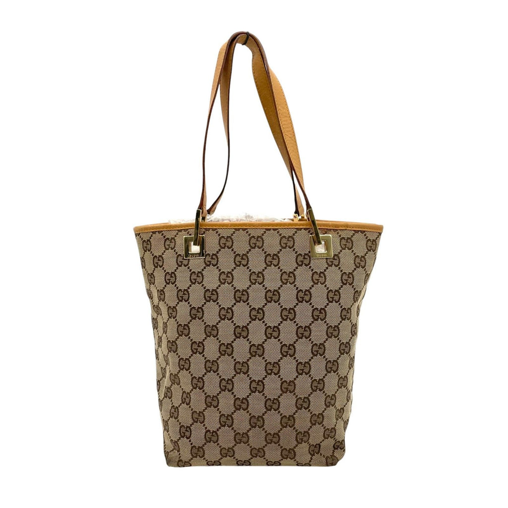 Gucci Tote Handle GG Canvas Leather Beige Light Brown Gold Classic Simple — view 3