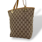 Gucci Tote Handle GG Canvas Leather Beige Light Brown Gold Classic Simple