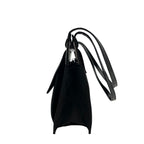 Gucci Shoulder Bag Nylon Patent Croco Embossed Black Silver GG Pattern Vintage — view 6
