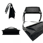 Gucci Shoulder Bag Nylon Patent Croco Embossed Black Silver GG Pattern Vintage — view 7