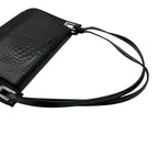 Gucci Shoulder Bag Nylon Patent Croco Embossed Black Silver GG Pattern Vintage — view 5