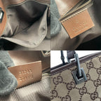 Gucci Tote Handle GG Canvas Leather Beige Dark Brown Silver Classic Simple — view 9
