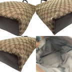 Gucci Tote Handle GG Canvas Leather Beige Dark Brown Silver Classic Simple — view 8