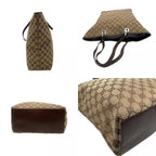 Gucci Tote Handle GG Canvas Leather Beige Dark Brown Silver Classic Simple — view 7