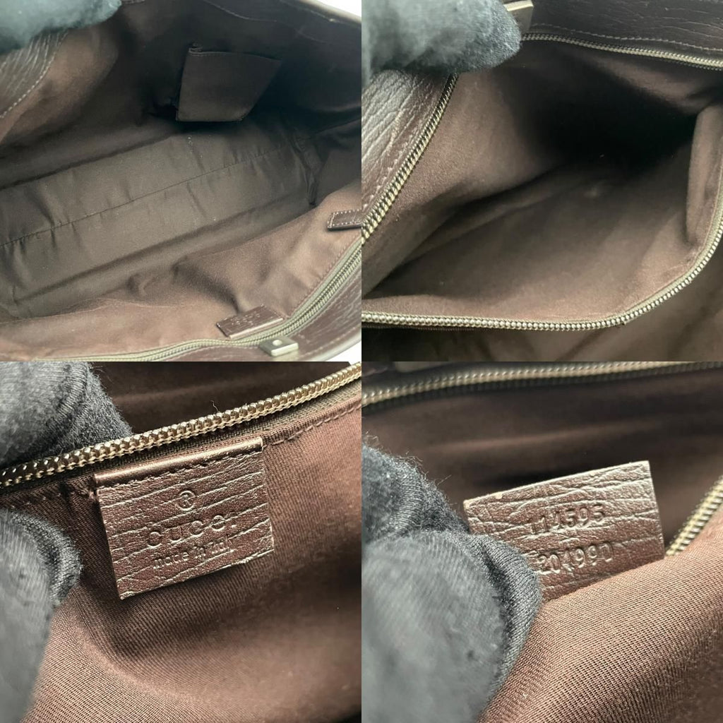 Gucci Tote Handle GG Supreme Leather Gray Judah Brown Silver Classic Simple — view 8