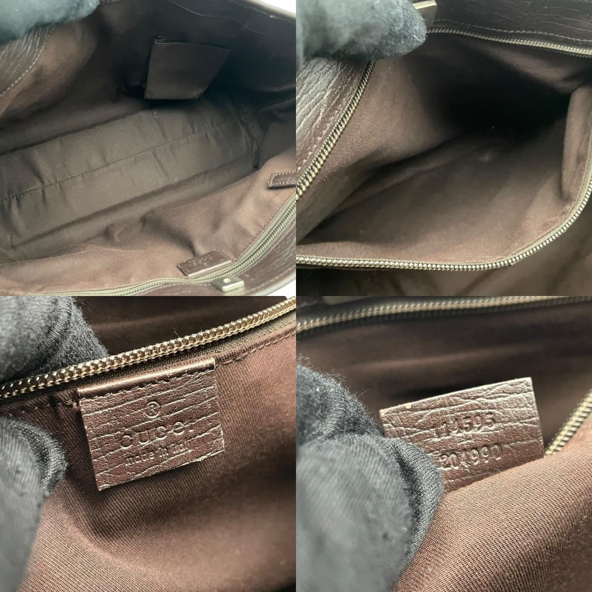 Gucci Tote Handle GG Supreme Leather Gray Judah Brown Silver Classic Simple — view 8