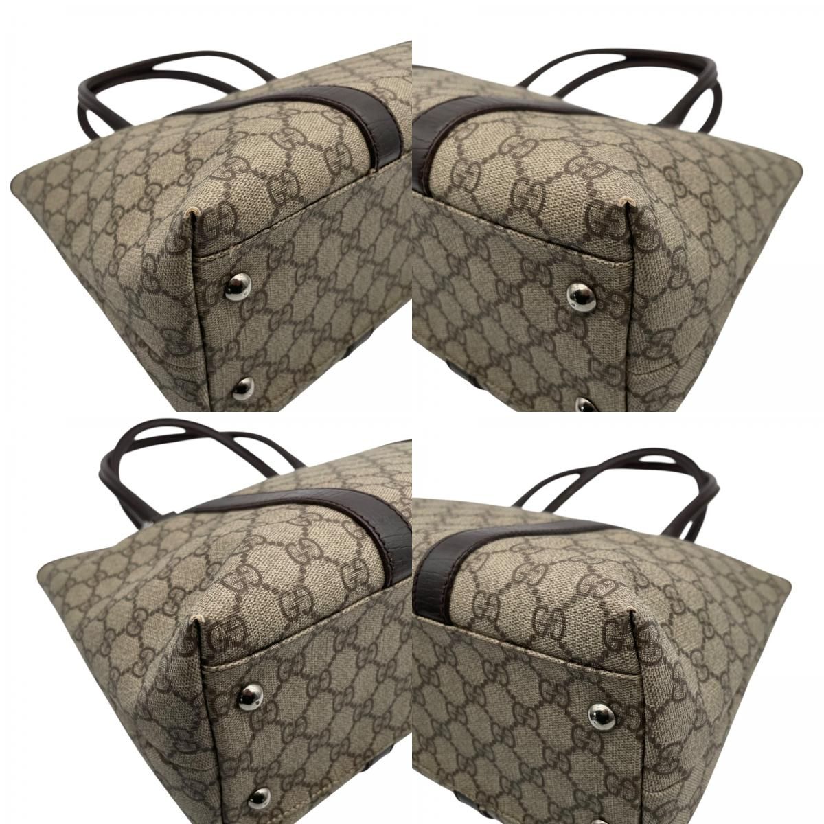 Gucci Tote Handle GG Supreme Leather Gray Judah Brown Silver Classic Simple — view 7