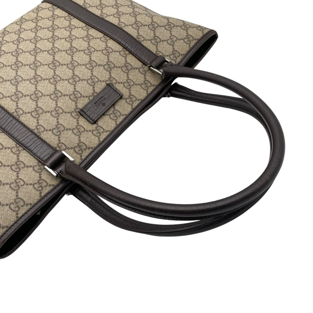 Gucci Tote Handle GG Supreme Leather Gray Judah Brown Silver Classic Simple — view 5
