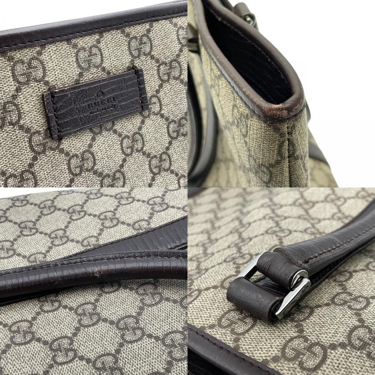 Gucci Tote Handle GG Supreme Leather Gray Judah Brown Silver Classic Simple — view 9