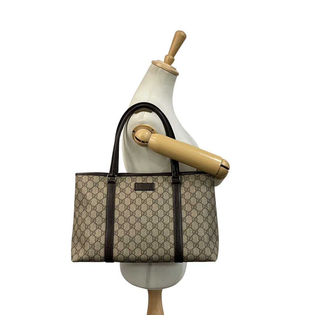Gucci Tote Handle GG Supreme Leather Gray Judah Brown Silver Classic Simple — view 4