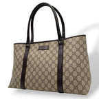 Gucci Tote Handle GG Supreme Leather Gray Judah Brown Silver Classic Simple
