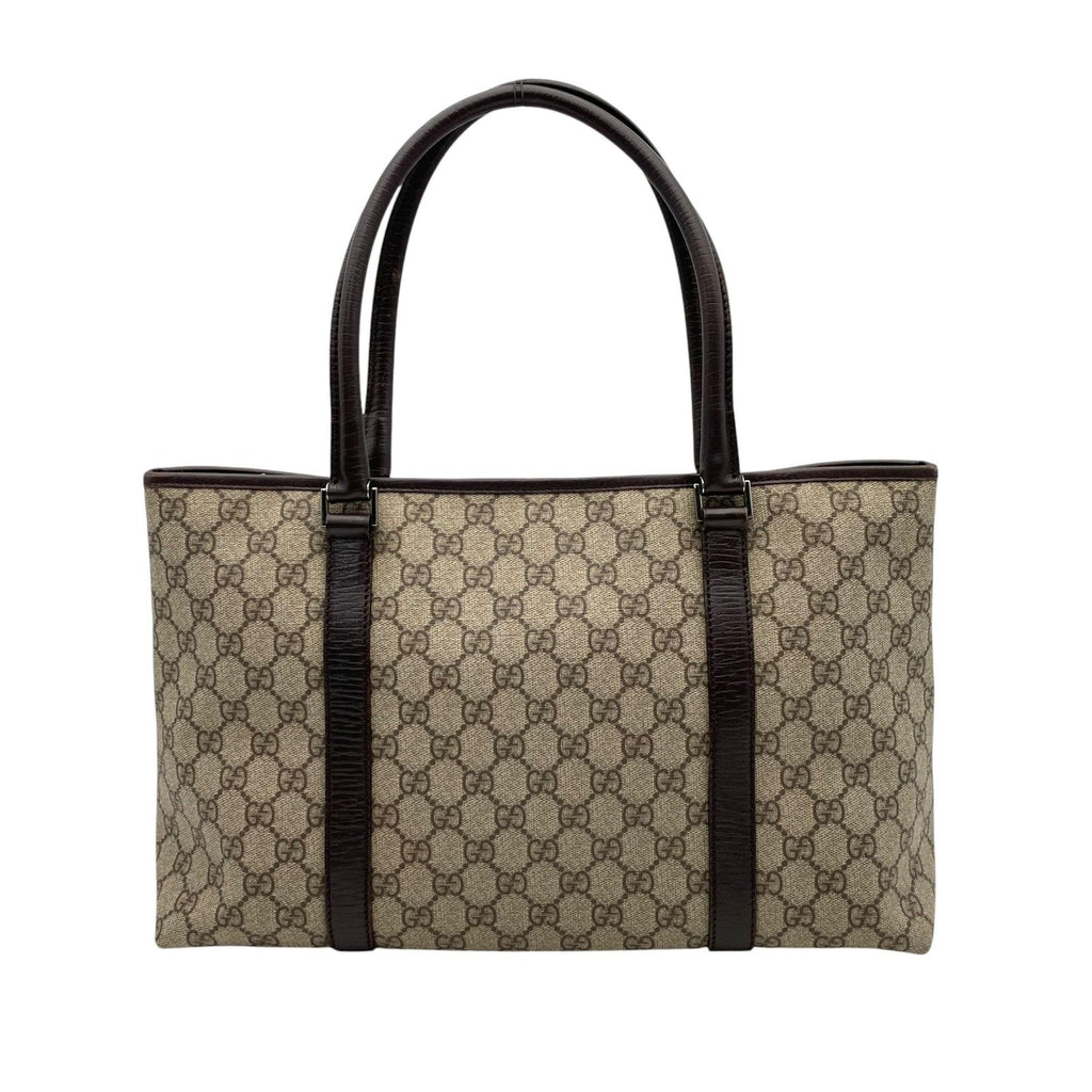 Gucci Tote Handle GG Supreme Leather Gray Judah Brown Silver Classic Simple — view 3