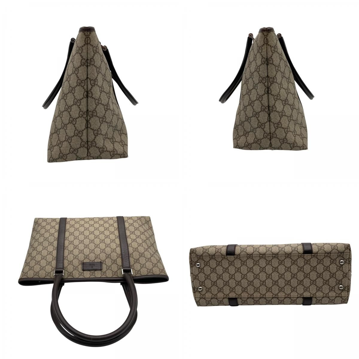 Gucci Tote Handle GG Supreme Leather Gray Judah Brown Silver Classic Simple — view 6