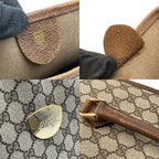 Gucci Tote Handle Vintage GG Plus Leather Gray Brown Gold Simple Business Daily — view 9