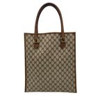 Gucci Tote Handle Vintage GG Plus Leather Gray Brown Gold Simple Business Daily — view 3