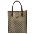 Gucci Tote Handle Vintage GG Plus Leather Gray Brown Gold Simple Business Daily — view 2
