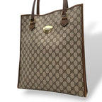 Gucci Tote Handle Vintage GG Plus Leather Gray Brown Gold Simple Business Daily