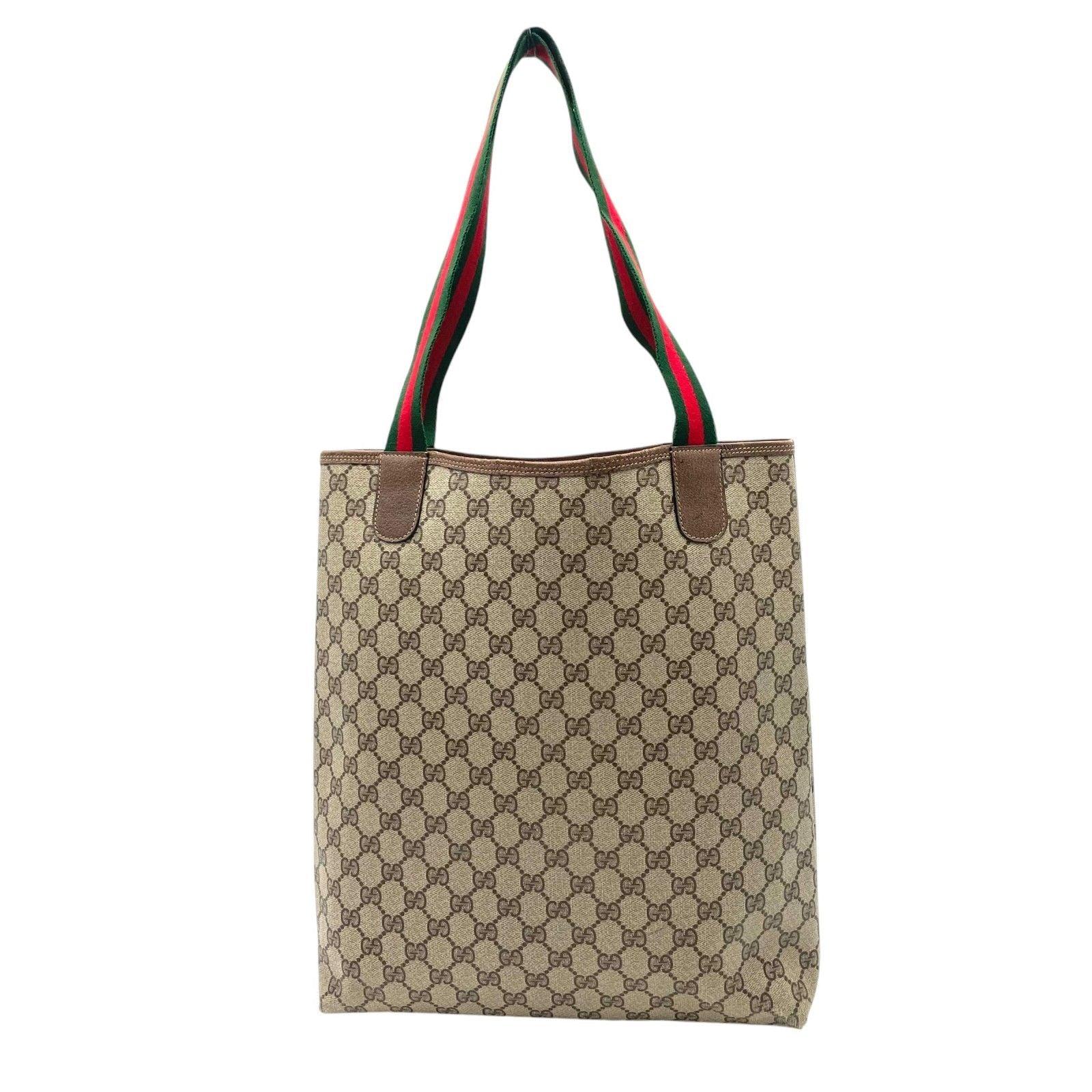 Gucci Tote Handle Vintage Sherry Line GG Plus Leather Gray Judah Brown Gold — view 3