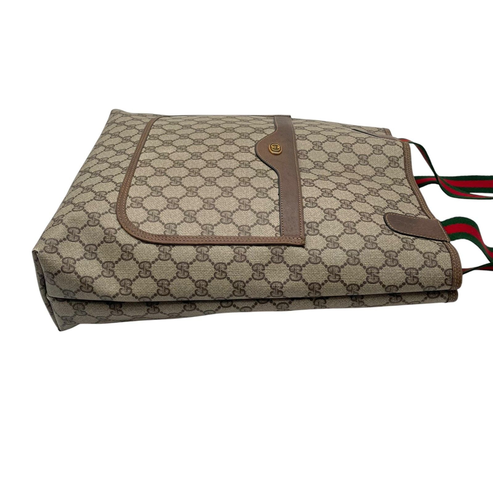 Gucci Tote Handle Vintage Sherry Line GG Plus Leather Gray Judah Brown Gold — view 6