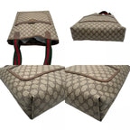 Gucci Tote Handle Vintage Sherry Line GG Plus Leather Gray Judah Brown Gold — view 8