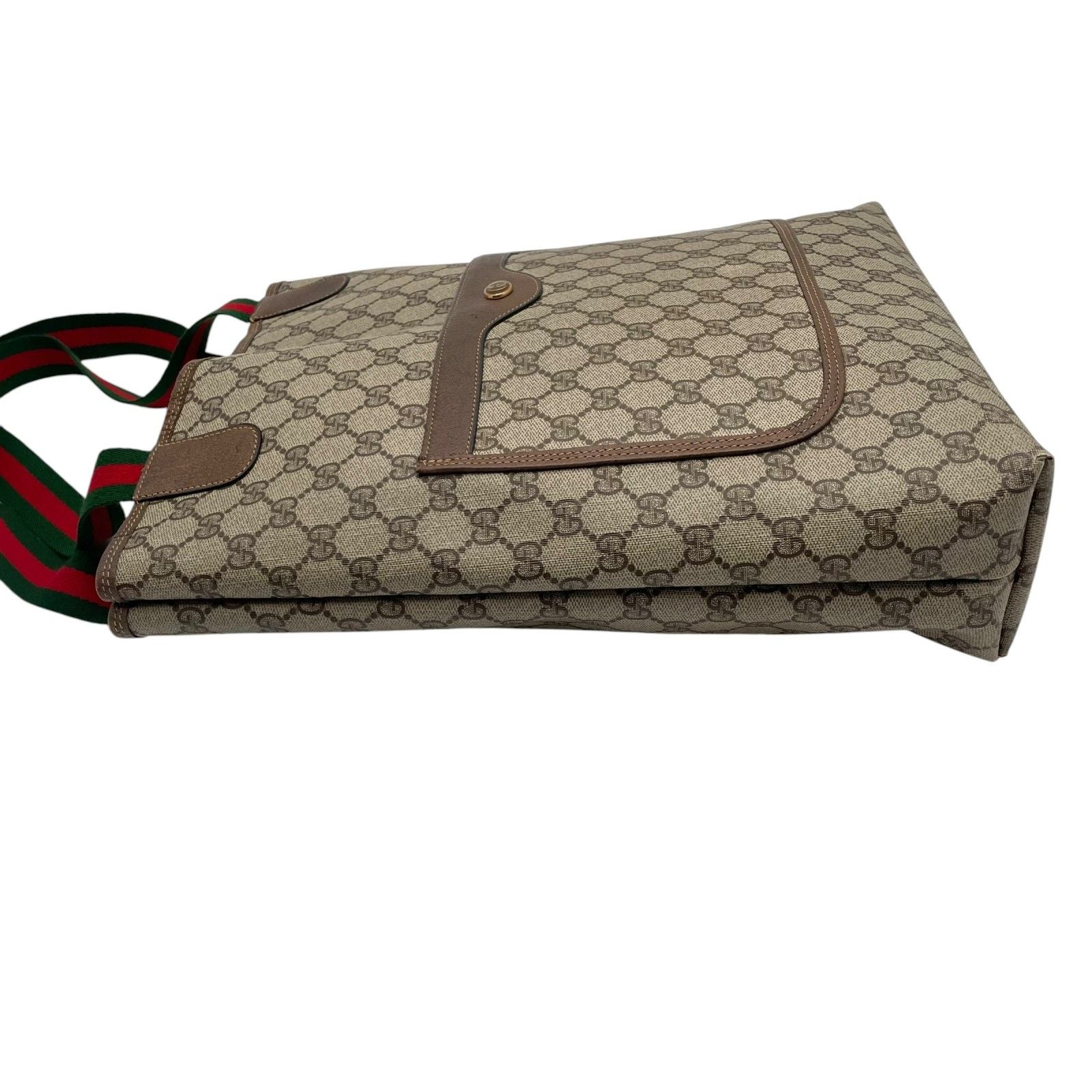 Gucci Tote Handle Vintage Sherry Line GG Plus Leather Gray Judah Brown Gold — view 7