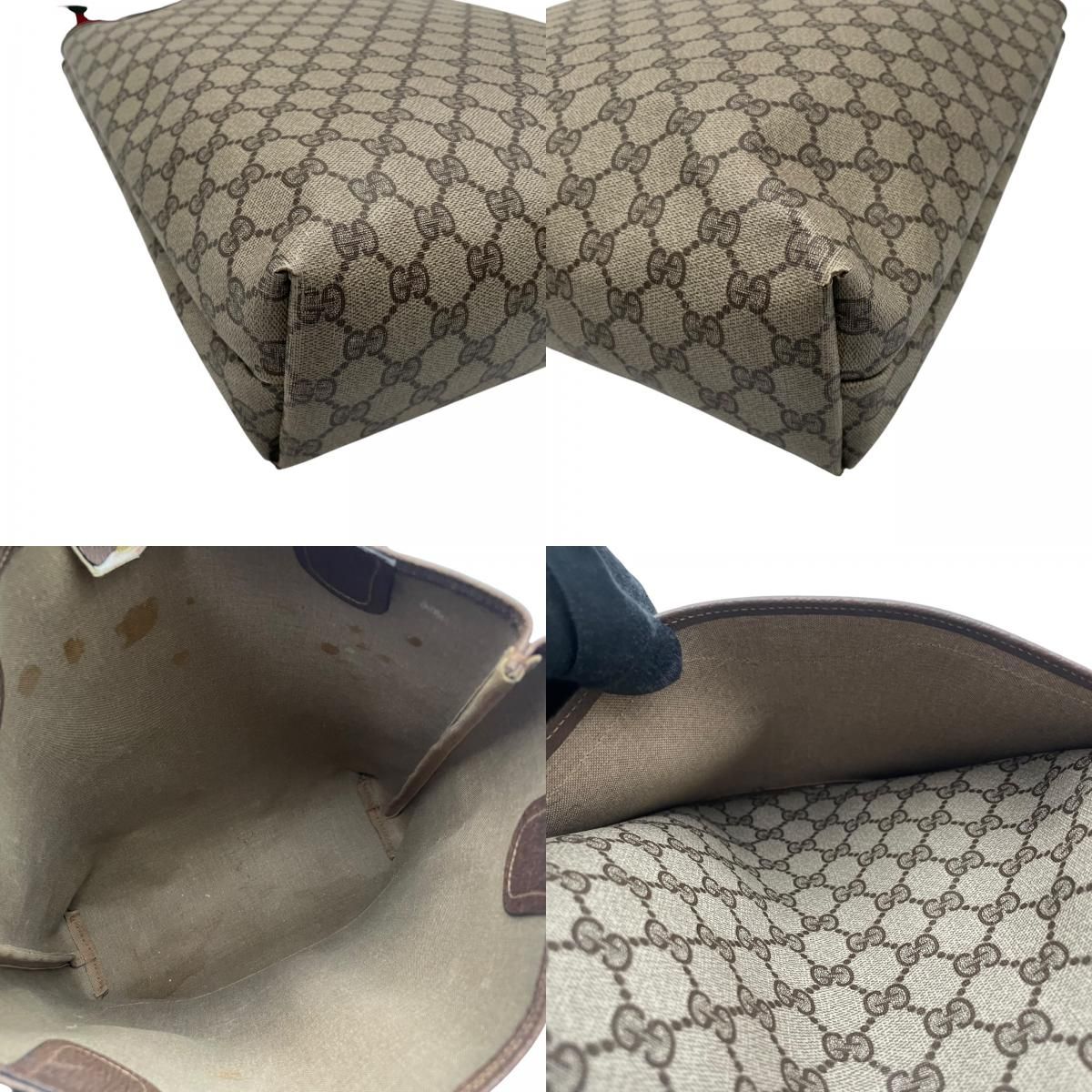 Gucci Tote Handle Vintage Sherry Line GG Plus Leather Gray Judah Brown Gold — view 9