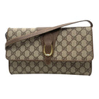 Gucci Shoulder Bag Crossbody Vintage GG Plus Leather Gray Brown Gold Simple — view 2