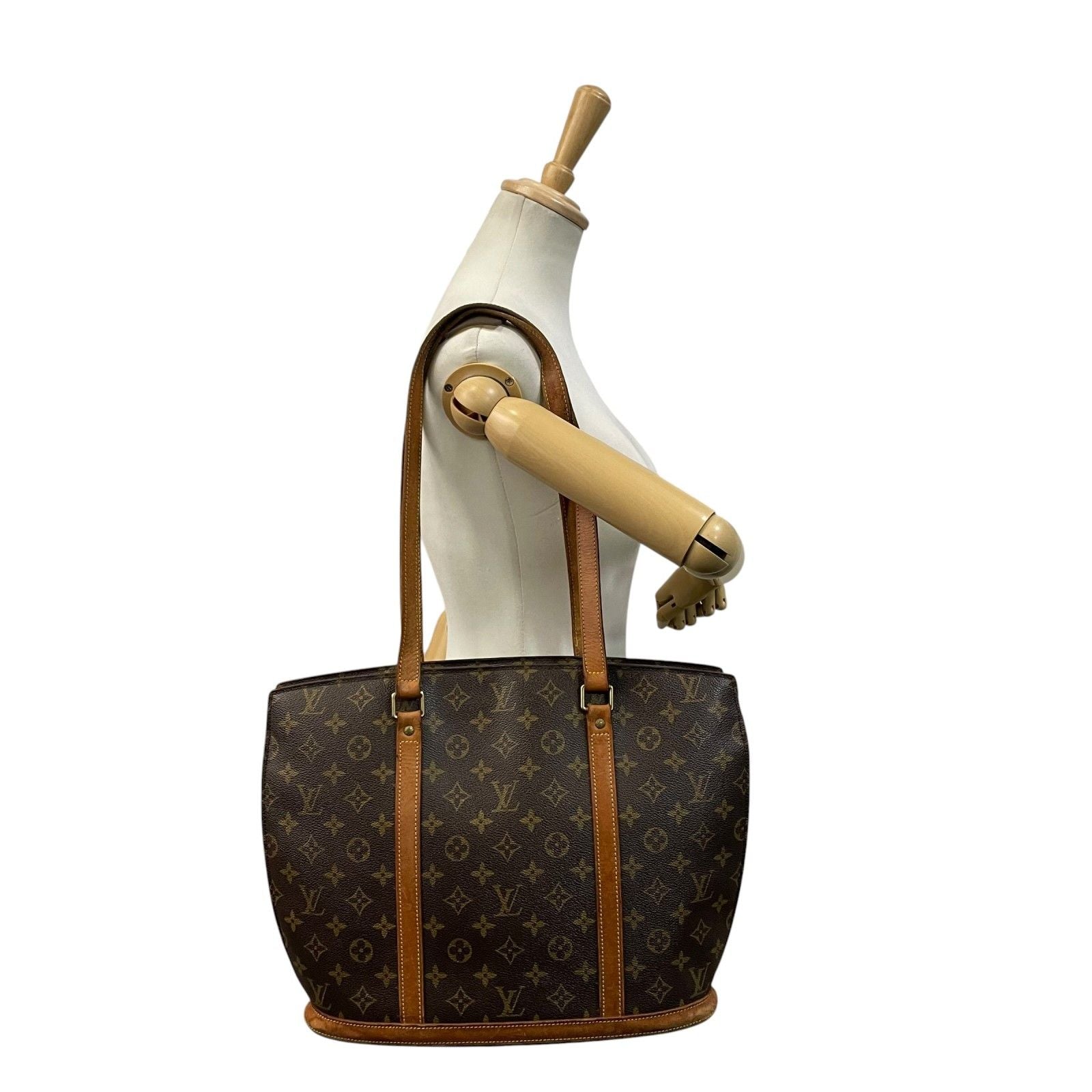 Louis Vuitton Monogram Babylon Tote Shoulder Bag Leather Brown Gold Vintage — view 4