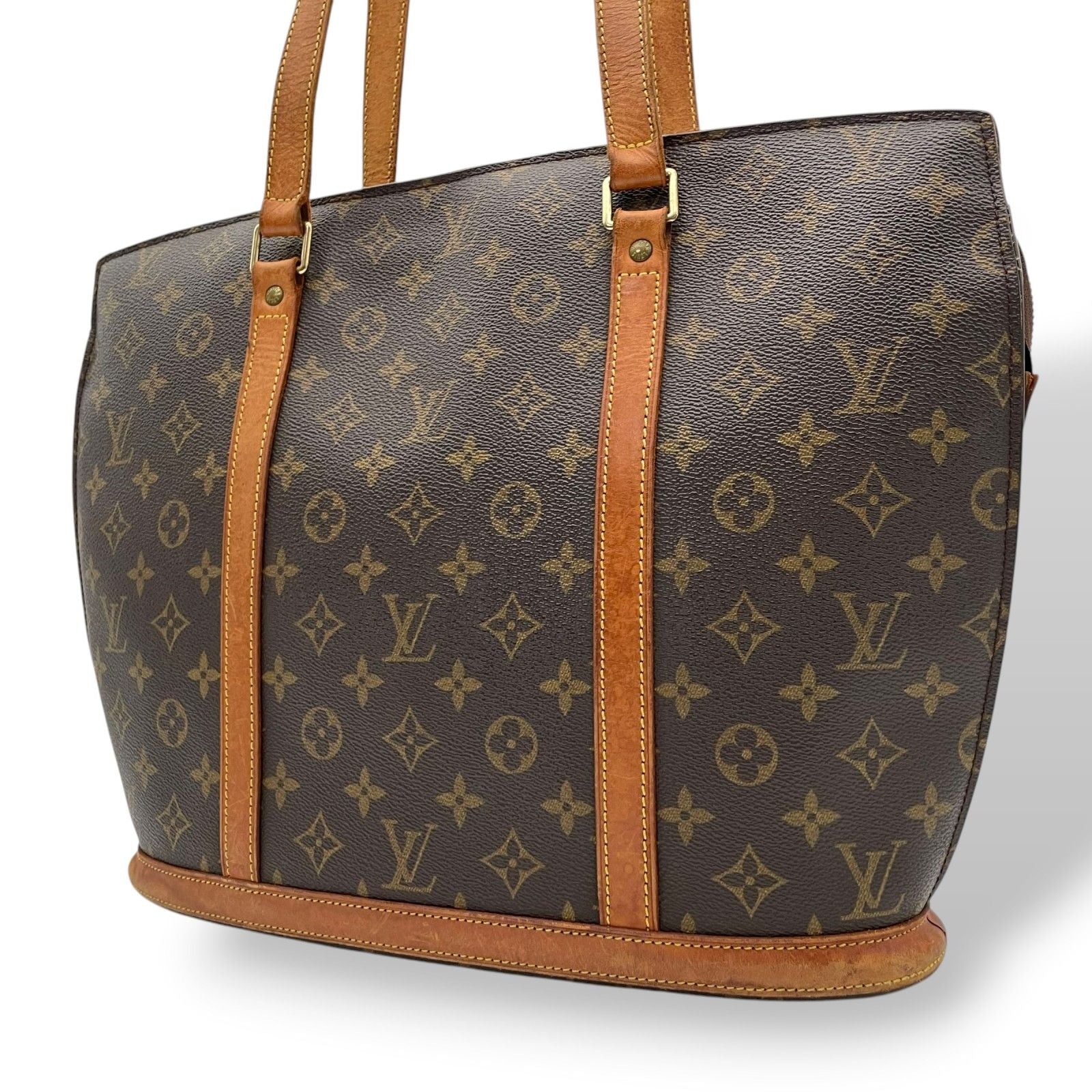 Louis Vuitton Monogram Babylon Tote Shoulder Bag Leather Brown Gold Vintage
