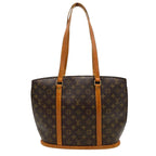 Louis Vuitton Monogram Babylon Tote Shoulder Bag Leather Brown Gold Vintage — view 3