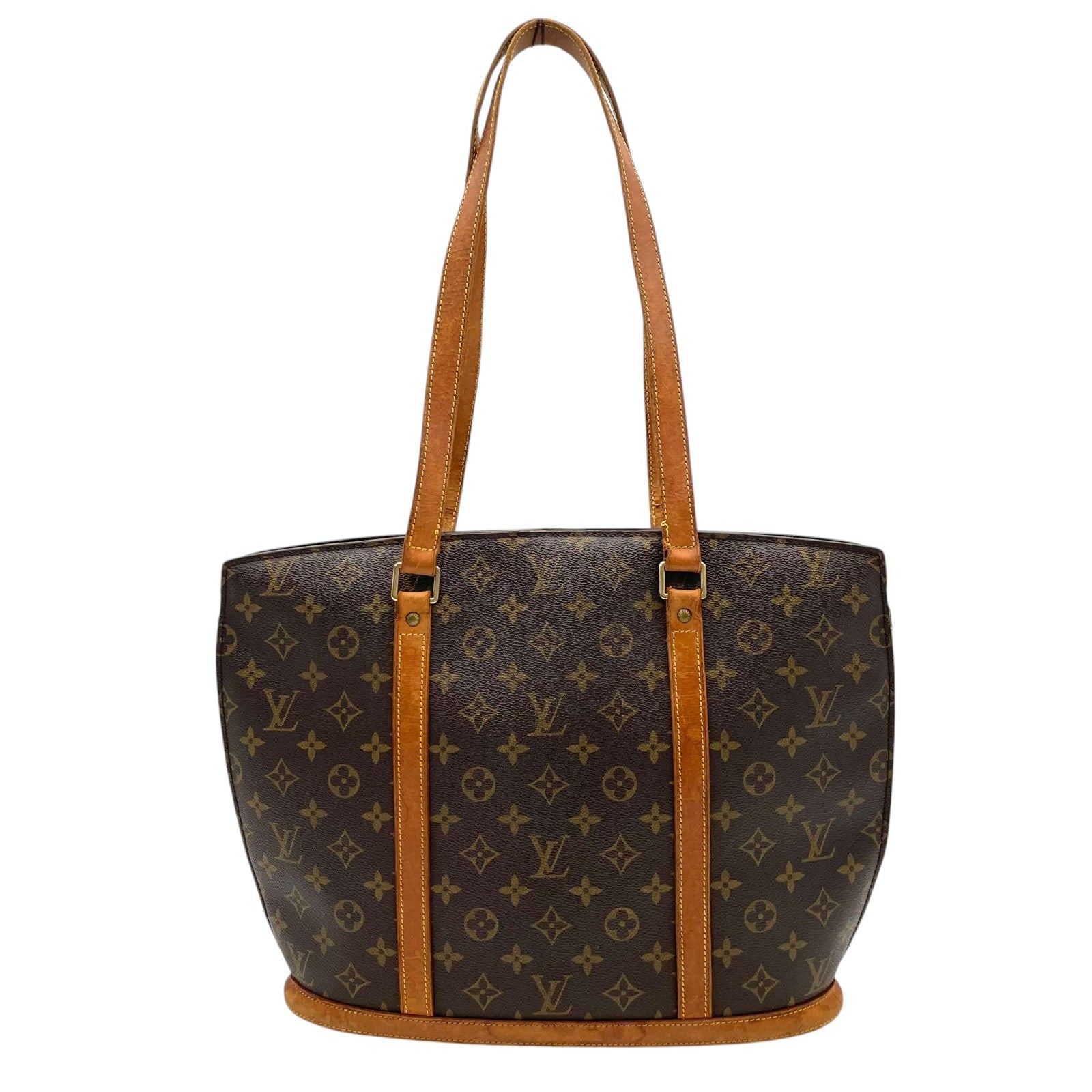 Louis Vuitton Monogram Babylon Tote Shoulder Bag Leather Brown Gold Vintage — view 3