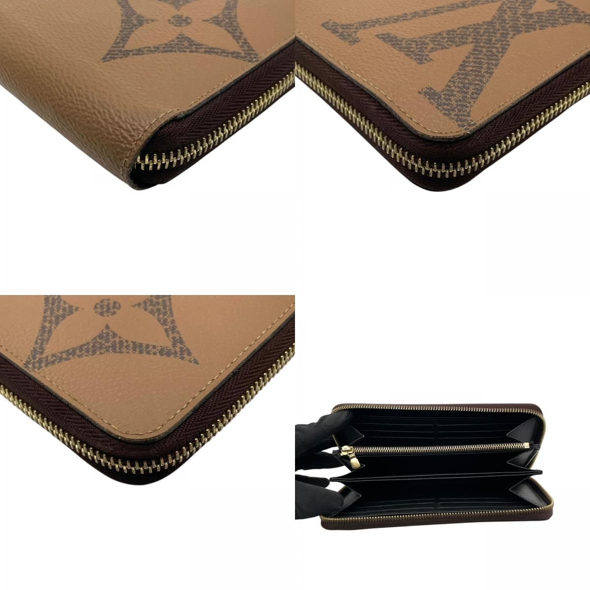 Louis Vuitton Zippy Wallet Monogram Giant Reverse Zip Around Brown — view 6