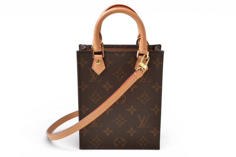 Louis Vuitton Monogram Petit Sac Plat 2-Way Shoulder Bag Brown