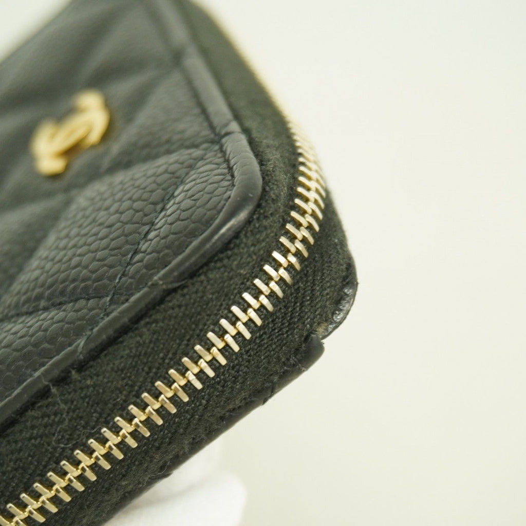 Chanel Coin Case Quilted Caviar Leather Black Gold — view 5