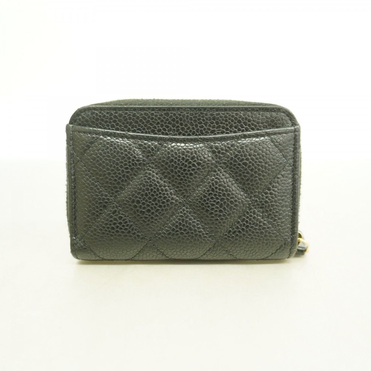 Chanel Coin Case Quilted Caviar Leather Black Gold — view 8