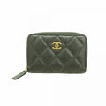 Chanel Coin Case Quilted Caviar Leather Black Gold